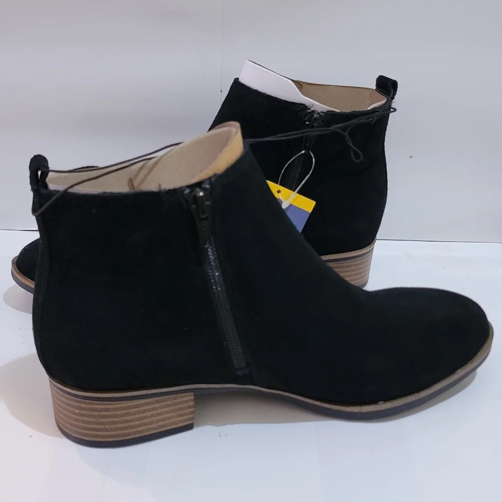 White Mountain Women's Ankle Boots Block Heel‎ Chelsea Black Suede